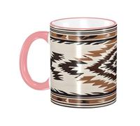 DZBDWZXH Tasses à café en céramique avec poignée rose - 325 ml - Imprimé natif - Tasse à café de restaurant pour café, cappuccino, thé, cacao, céréales