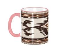 DZBDWZXH Tasses à café en céramique avec poignée rose - 325 ml - Imprimé natif - Tasse à café de restaurant pour café, cappuccino, thé, cacao, céréales