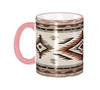 DZBDWZXH Tasses à café en céramique avec poignée rose - 325 ml - Imprimé natif - Tasse à café de restaurant pour café, cappuccino, thé, cacao, céréales