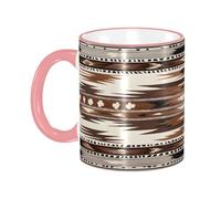 DZBDWZXH Tasses à café en céramique avec poignée rose - 325 ml - Imprimé natif - Tasse à café de restaurant pour café, cappuccino, thé, cacao, céréales