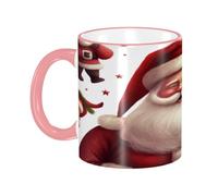 DZBDWZXH Tasses à café en céramique avec poignée rose - 325 ml - Motif Père Noël - Tasse à café de restaurant pour café, cappuccino, thé, cacao, céréales