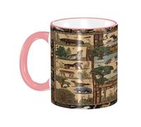 DZBDWZXH Tasses à café en céramique avec poignée rose - 325 ml - Tasse à café pour restaurant, café, cappuccino, thé, cacao, céréales