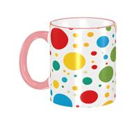 DZBDWZXH Tasses à café en céramique avec poignée rose - 325 ml (Twister Polka Dots) - Tasse à café de restaurant pour café, cappuccino, thé, cacao, céréales