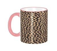 DZBDWZXH Tasses à café en céramique avec poignée rose de 325 ml, motif léopard, tasse à café de restaurant pour café, cappuccino, thé, cacao, céréales