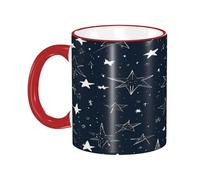DZBDWZXH Tasses à café en céramique avec poignée rouge - 325 ml - Brille dans le noir - Tasse à café de restaurant pour café, cappuccino, thé, cacao, céréales