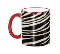 DZBDWZXH Tasses à café en céramique avec poignée rouge - 325 ml - Imprimé animal zèbre - Tasse à café de restaurant pour café, cappuccino, thé, cacao, céréales