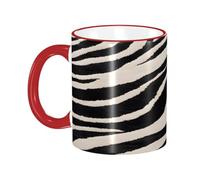 DZBDWZXH Tasses à café en céramique avec poignée rouge - 325 ml - Imprimé animal zèbre - Tasse à café de restaurant pour café, cappuccino, thé, cacao, céréales