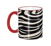 DZBDWZXH Tasses à café en céramique avec poignée rouge - 325 ml - Imprimé animal zèbre - Tasse à café de restaurant pour café, cappuccino, thé, cacao, céréales