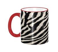 DZBDWZXH Tasses à café en céramique avec poignée rouge - 325 ml - Imprimé animal zèbre - Tasse à café de restaurant pour café, cappuccino, thé, cacao, céréales