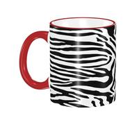 DZBDWZXH Tasses à café en céramique avec poignée rouge - 325 ml - Imprimé zèbre - Tasse à café de restaurant pour café, cappuccino, thé, cacao, céréales