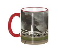 DZBDWZXH Tasses à café en céramique avec poignée rouge - 325 ml (Jet Fighter) - Tasse à café de restaurant pour café, cappuccino, thé, cacao, céréales