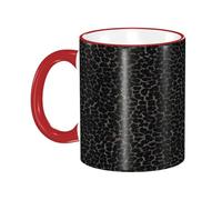 DZBDWZXH Tasses à café en céramique avec poignée rouge - 325 ml - Motif léopard noir - Tasse à café de restaurant pour café, cappuccino, thé, cacao, céréales