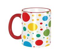 DZBDWZXH Tasses à café en céramique avec poignée rouge - 325 ml (Twister Polka Dots) - Tasse à café de restaurant pour café, cappuccino, thé, cacao, céréales