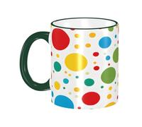 DZBDWZXH Tasses à café en céramique avec poignée vert foncé, 325 ml, (pois torsadés) pour café, cappuccino, thé, cacao, céréales