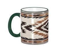 DZBDWZXH Tasses à café en céramique avec poignée vert foncé de 325 ml, imprimé (natif) pour café, cappuccino, thé, cacao, céréales