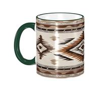 DZBDWZXH Tasses à café en céramique avec poignée vert foncé de 325 ml, imprimé (natif) pour café, cappuccino, thé, cacao, céréales
