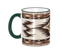 DZBDWZXH Tasses à café en céramique avec poignée vert foncé de 325 ml, imprimé (natif) pour café, cappuccino, thé, cacao, céréales