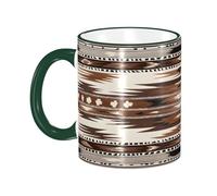 DZBDWZXH Tasses à café en céramique avec poignée vert foncé de 325 ml, imprimé (natif) pour café, cappuccino, thé, cacao, céréales