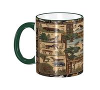 DZBDWZXH Tasses à café en céramique avec poignée vert foncé de 325 ml - Tasse à café de restaurant pour café, cappuccino, thé, cacao, céréales