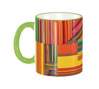 DZBDWZXH Tasses à café en céramique avec poignée verte, 325 ml, motif national africain, tasse à café pour café, cappuccino, thé, cacao, céréales