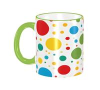 DZBDWZXH Tasses à café en céramique avec poignée verte, 325 ml, (Twister Polka Dots) - Tasse à café de restaurant pour café, cappuccino, thé, cacao, céréales