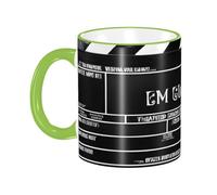 DZBDWZXH Tasses à café en céramique avec poignée verte de 325 ml, (tableau noir de film classique, noir) - Tasse à café de restaurant pour café, cappuccino, thé, cacao, céréales