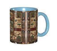 DZBDWZXH Tasses à café en céramique bleu ciel de 325 ml, motif cerf (ours en élan) pour café, cappuccino, thé, cacao, céréales