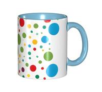 DZBDWZXH Tasses à café en céramique bleu ciel de 325 ml, (Twister Polka Dots) pour café, cappuccino, thé, cacao, céréales