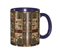 DZBDWZXH Tasses à café en céramique bleu marine de 325 ml, motif cerf (ours en élan), tasse à café de restaurant pour café, cappuccino, thé, cacao, céréales