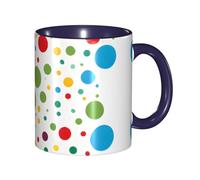 DZBDWZXH Tasses à café en céramique bleu marine de 325 ml, (Twister Polka Dots) pour café, cappuccino, thé, cacao, céréales