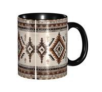 DZBDWZXH Tasses à café en céramique noire de 325 ml, avec imprimé (natif) - Tasse à café de restaurant pour café, cappuccino, thé, cacao, céréales