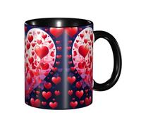 DZBDWZXH Tasses à café en céramique noire de 325 ml, (cœur d'amour) - Tasse à café de restaurant pour café, cappuccino, thé, cacao, céréales