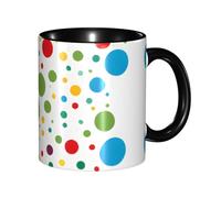 DZBDWZXH Tasses à café en céramique noire de 325 ml, (Twister Polka Dots) pour café, cappuccino, thé, cacao, céréales