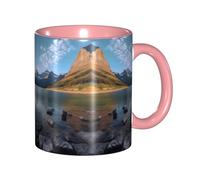 DZBDWZXH Tasses à café en céramique rose de 325 ml, (parc national des glaciers) - Tasse à café imprimée pour café, cappuccino, thé, cacao, céréales