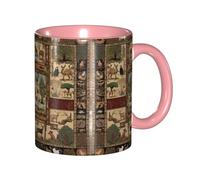 DZBDWZXH Tasses à café en céramique rose de 325 ml, tasse à café de restaurant imprimée (Moose Bear) pour café, cappuccino, thé, cacao, céréales
