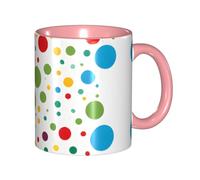 DZBDWZXH Tasses à café en céramique rose de 325 ml, (Twister Polka Dots) pour café, cappuccino, thé, cacao, céréales