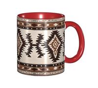 DZBDWZXH Tasses à café en céramique rouge de 325 ml, avec imprimé (natif) - Tasse à café de restaurant pour café, cappuccino, thé, cacao, céréales