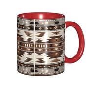 DZBDWZXH Tasses à café en céramique rouge de 325 ml, avec imprimé (natif) - Tasse à café de restaurant pour café, cappuccino, thé, cacao, céréales