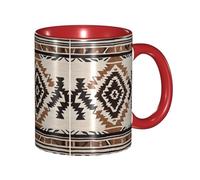 DZBDWZXH Tasses à café en céramique rouge de 325 ml, avec imprimé (natif) - Tasse à café de restaurant pour café, cappuccino, thé, cacao, céréales
