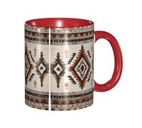 DZBDWZXH Tasses à café en céramique rouge de 325 ml, avec imprimé (natif) - Tasse à café de restaurant pour café, cappuccino, thé, cacao, céréales