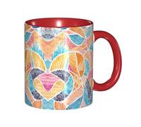 DZBDWZXH Tasses à café en céramique rouge de 325 ml, motif animaux mexicains Otomi, tasse à café pour café, cappuccino, thé, cacao, céréales