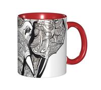 DZBDWZXH Tasses à café en céramique rouge de 325 ml, motif éléphant, tasse à café de restaurant pour café, cappuccino, thé, cacao, céréales