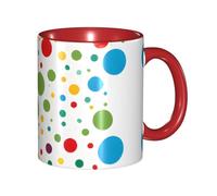 DZBDWZXH Tasses à café en céramique rouge de 325 ml, (Twister Polka Dots) pour café, cappuccino, thé, cacao, céréales