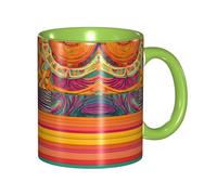 DZBDWZXH Tasses à café en céramique verte de 325 ml, motif national africain, tasse à café imprimée pour café, cappuccino, thé, cacao, céréales