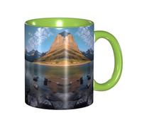DZBDWZXH Tasses à café en céramique verte de 325 ml, (parc national des glaciers) - Tasse à café imprimée pour café, cappuccino, thé, cacao, céréales