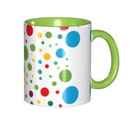 DZBDWZXH Tasses à café vertes en céramique de 325 ml, (Twister Polka Dots) - Tasse à café de restaurant pour café, cappuccino, thé, cacao, céréales