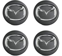 dzggs 4 pièces Auto Cache Moyeux pour Mazda 6 2006-2010 56MM, ABS Aluminium Enjoliveur Centre Roue Couvercle de Moyeu Central de Jante avec Logo,Black