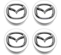 dzggs 4 pièces Auto Cache Moyeux pour Mazda 6 2006-2010 56MM, ABS Aluminium Enjoliveur Centre Roue Couvercle de Moyeu Central de Jante avec Logo,Silver