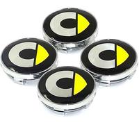 dzggs 4 pièces Auto Cache Moyeux pour Smart Fortwo 451 453 Forfour 450 452 454 Cabrio Roadster 60mm, ABS Aluminium Enjoliveur Centre Roue Couvercle de Moyeu Central de Jante avec Logo,Yellow