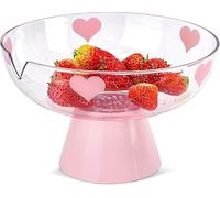 DZGUAI Bol à fruits en plastique pour comptoir de cuisine, bol décoratif rose avec piédestal de drainage amovible, bol à pied haut pour la maison, les fruits, les clés, les bonbons, les collations
